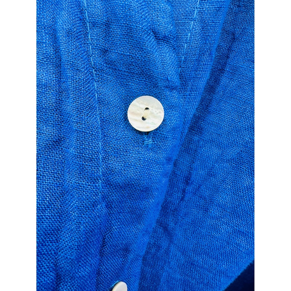 NWT Womens L 100% Linen Oversized Shirt Cobalt Blue Lagenlook Artsy Minimalist - Picture 13 of 14